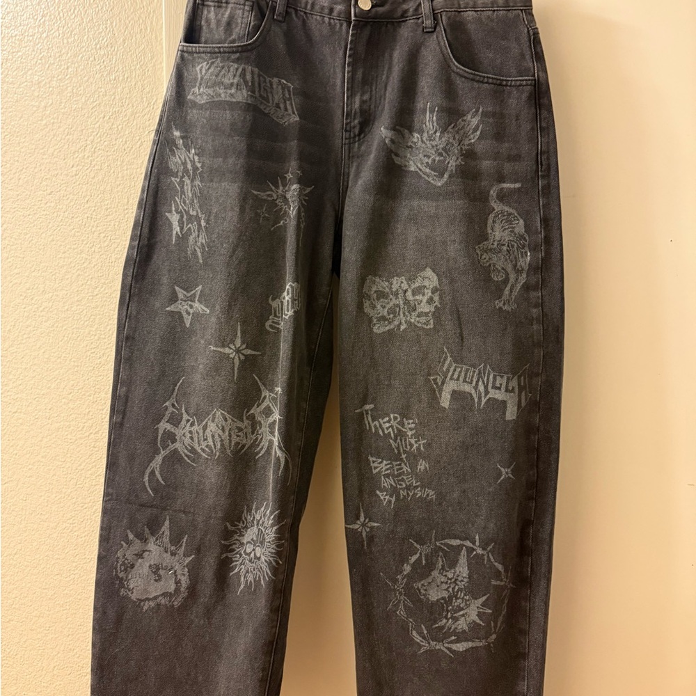 YoungLA Charcoal Graphic Jeans